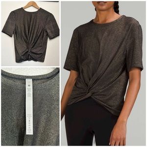 lululemon Athletica Crescent Sparkle Black Twist Knot Top